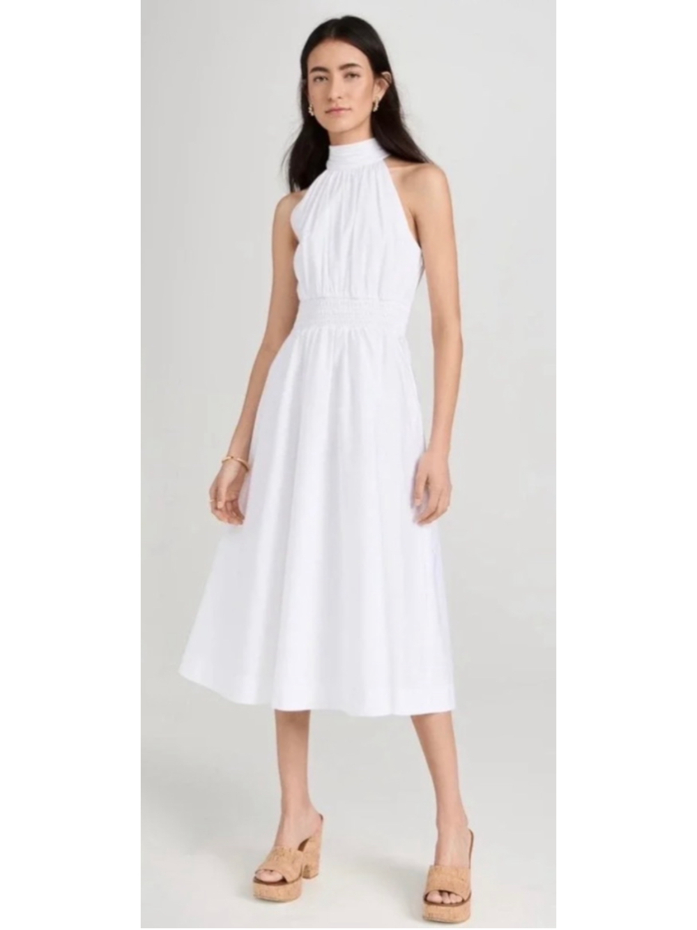 Veronica Beard Kinney White Cotton Halter Dress 6 Classic Quiet Luxury, Coastal - Picture 2 of 7